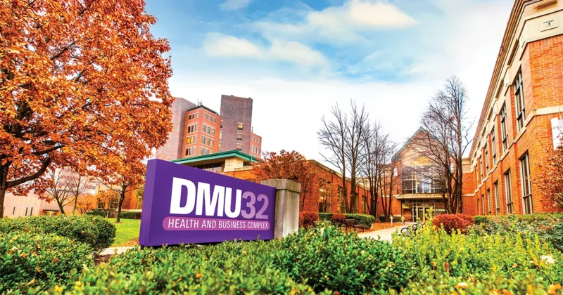A familiar address, a new chapter: Signage introduces the DMU32 Health and Business Complex at 3200 Grand Ave.