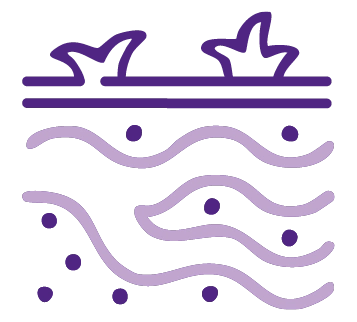 Icon showing water running below ground.