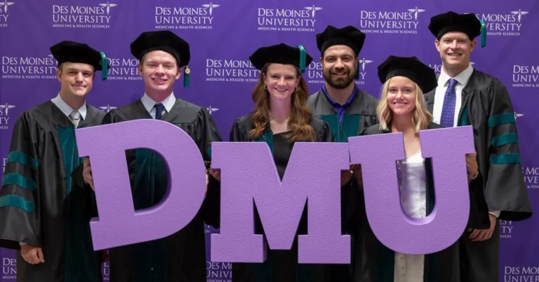 Students with DMU letters at Commencement 2026